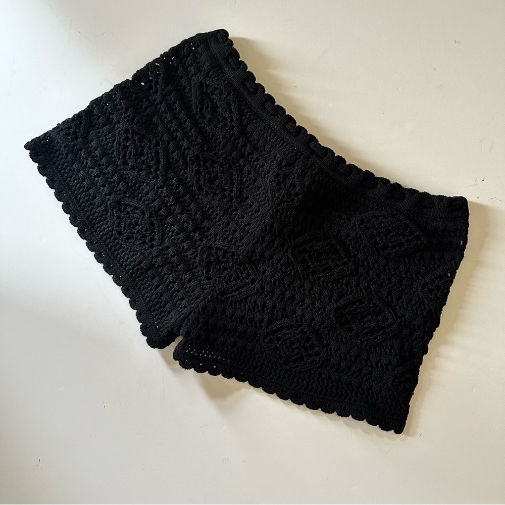 Saint Laurent Crochet Shorts Noir Black Wool Knit Italy - Picture 6 of 8